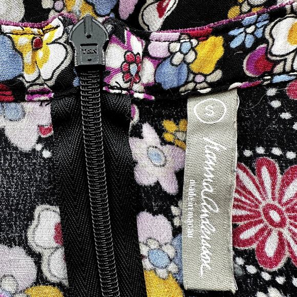 Hanna Andersson Floral Knee Length Dress Velvet Trim Shift Multicolor Small - Picture 3 of 5